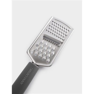 Терка, 24 см, 3 в 1, крупная/мелкая/для слайсов, с ручкой, сталь/пластик, графитовая, Multi