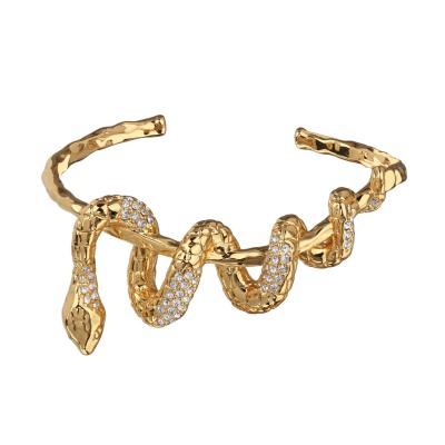 Браслет Змея (кристаллы SW белые; покрытие золото), Есть комплект