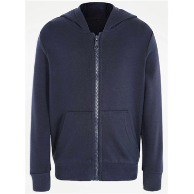Navy Zip Through Hoody