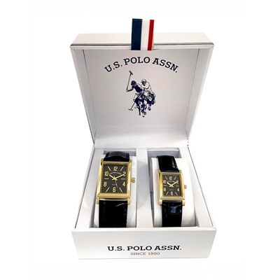 HIS AND HERS BLACK STRAP SQUARE FACE WATCH SET