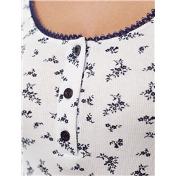 Платье мини с U вырезом и принтом из эластичного трикотажа кашкорсе