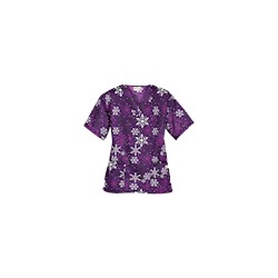 UA Sassy Snowflakes Eggplant Print Scrub Top