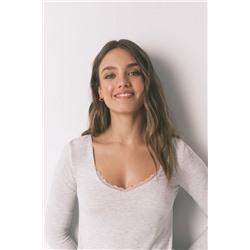 Camiseta punto súper suave gris