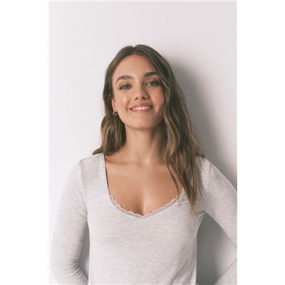 Camiseta punto súper suave gris