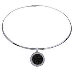 Колье Галактика (кристаллы SW черные; покрытие родий) 42см, Есть комплект