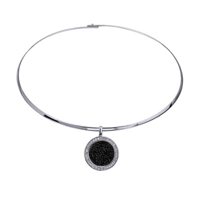 Колье Галактика (кристаллы SW черные; покрытие родий) 42см, Есть комплект