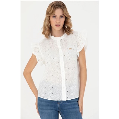 Kadın Beyaz Kısa Kollu Gömlek