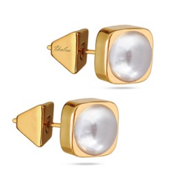 Пусеты Теннис (Майорка белая 8мм; покрытие золото), Есть комплект