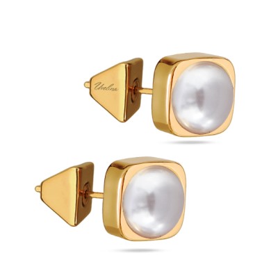 Пусеты Теннис (Майорка белая 8мм; покрытие золото), Есть комплект