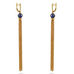 Серьги (жемчуг сине-фиолетовый 8мм; покрытие золото), Есть комплект