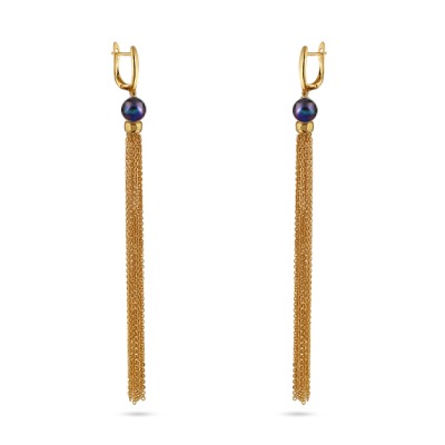 Серьги (жемчуг сине-фиолетовый 8мм; покрытие золото), Есть комплект