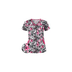 UA Floral A Gogo White Scrub Top