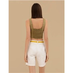 Yeşil Crop Top Bluz