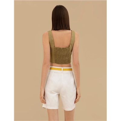 Yeşil Crop Top Bluz