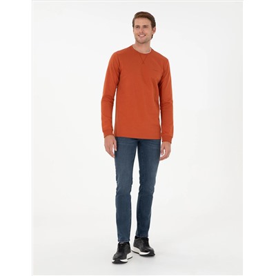 Kiremit Regular Fit Bisiklet Yaka Basic Sweatshirt