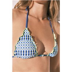 Top bikini triangular cortina estampado geométrico