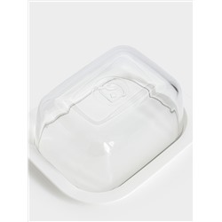 Масленка, 14 см, стекло/пластик, прямоугольная, белая, Basic