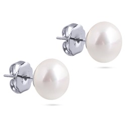 Пусеты (Майорка 12мм белая; покрытие родий), Есть комплект