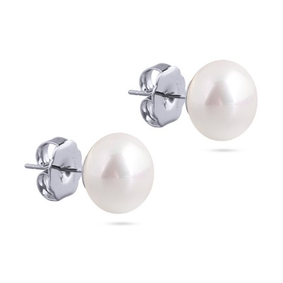 Пусеты (Майорка 12мм белая; покрытие родий), Есть комплект