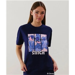Top de punto de Stitch en azul marino