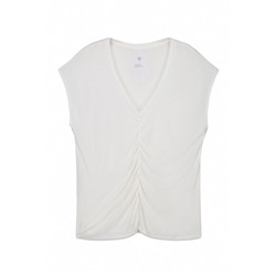 Camiseta corta viscosa lino beige