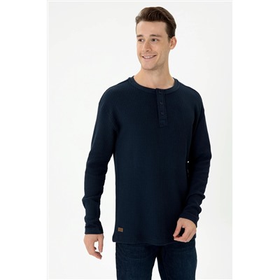 Erkek Lacivert Bisiklet Yaka Comfort Sweatshirt