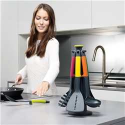 Joseph Joseph Elevate Carousel Nylon Kitchen Utensil Set with Rotating Storage Stand, 6-Piece, Rainbow
