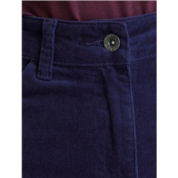 Укороченные эластичные брюки слим из микро вельвета