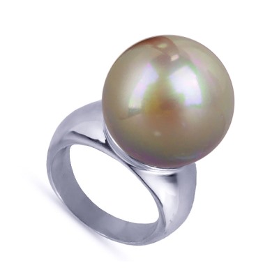 Кольцо (Майорка 16мм бежево-коричневая; покрытие родий), Есть комплект