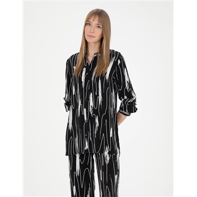 Siyah Comfort Fit Uzun Kollu Gömlek