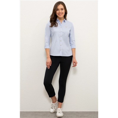 Kadın Açık Mavi Uzun Kollu Basic Gömlek