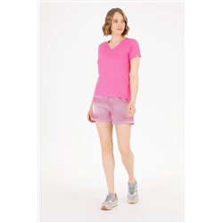 Kadın Pembe V - Yaka Tişört