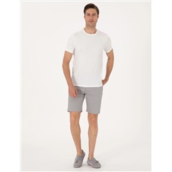 Gri Slim Fit Dokuma Şort