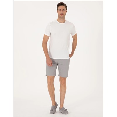 Gri Slim Fit Dokuma Şort