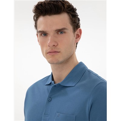 Koyu Mavi Regular Fit %100 Pamuk Polo Yaka Basic Tişört