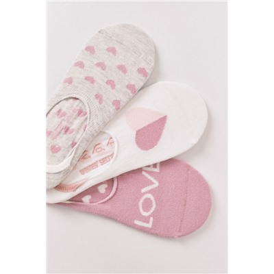Pack 3 calcetines slip on corazones