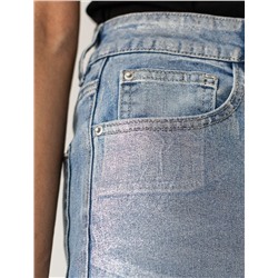 Джинсы-трубы с металлизированным покрытием