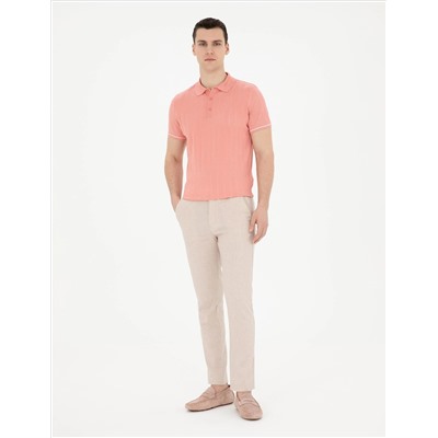 Kırmızı Slim Fit Düğmeli Polo Yaka Triko Tişört