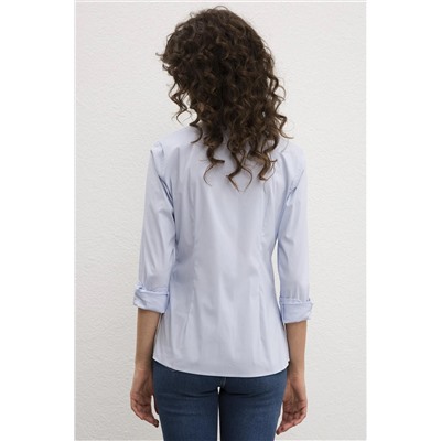 Kadın Açık Mavi Uzun Kollu Basic Gömlek