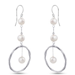 Серьги (жемчуг белый; покрытие родий), Есть комплект