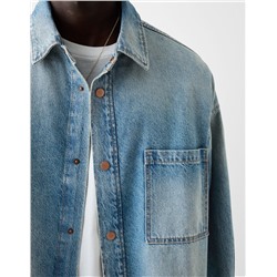 Long sleeve oversize denim shirt