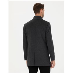 Antrasit Slim Fit Kaşe Kaban