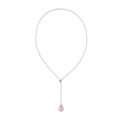 Кулон (Майорка 14мм холодно-розовая; покрытие родий) 72см, Есть комплект