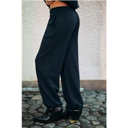 BASIC STRAIGHT PLUSH TROUSERS WITH ADJUSTABLE HEM