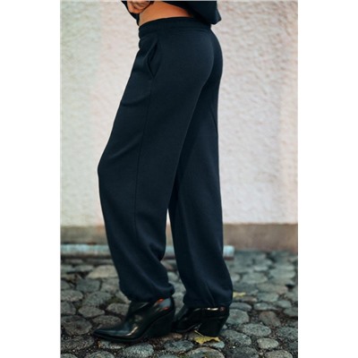 BASIC STRAIGHT PLUSH TROUSERS WITH ADJUSTABLE HEM