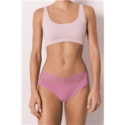 Braga clásica ancha algodón rosa encaje