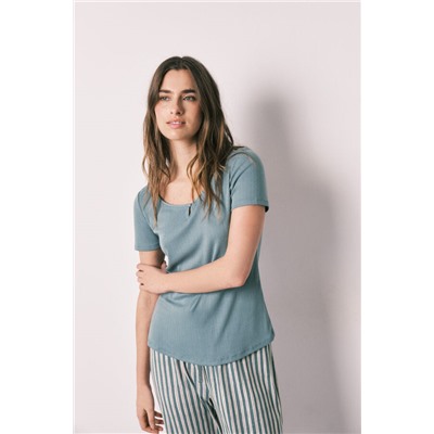 Pijama verde estampado rayas