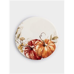 Подставка под кружку, 11 см, круглая, керамика/пробка, белая, Тыквы, Light pumpkin