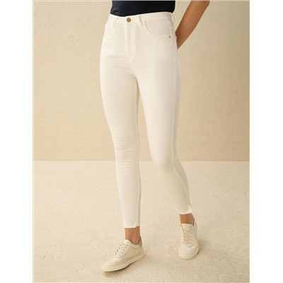 Ekru Skinny Fit Pantolon