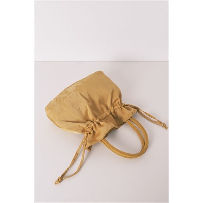 Bolso neceser satén estampado mostaza